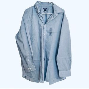 Crown & Ivy Mens Navy/White Striped Long Sleeve Shirt XL